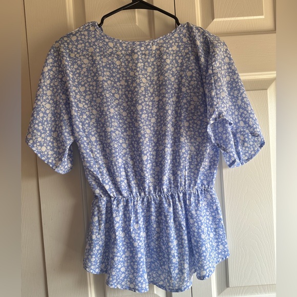 Blue Short Sleeve Blouse - Picture 2 of 3